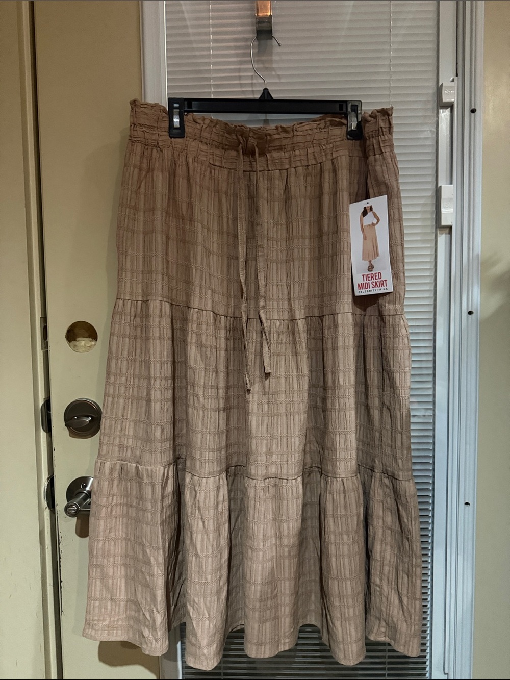 Celebrity Pink Tiered Midi Skirt — Taupe